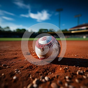 Softball on the baseball field, chalk lines, sporting atmosphere