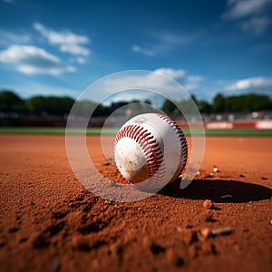 Softball on the baseball field, chalk lines, sporting atmosphere