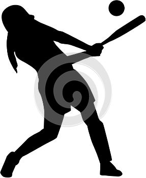 Softball batter woman silhouette