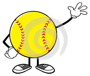 Softball Faceless Cartoon Mascot Character Waving For Greeting