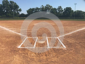 Softball field lined with no players