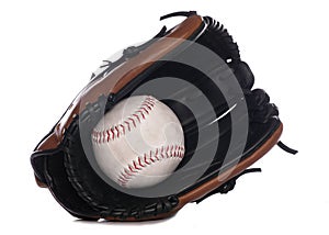 Softball glove and ball