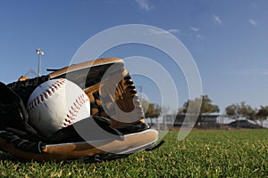 Softball with gloves