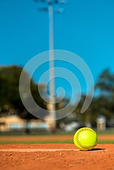 Softball on Pitchers Mound photo