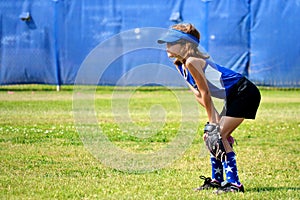 Softball Player Ready for the Next Play