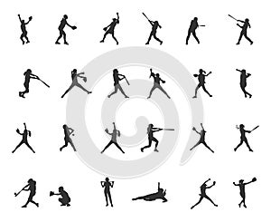 Softball player silhouettes, Softball silhouette, Softball player SVG, Softball player vector