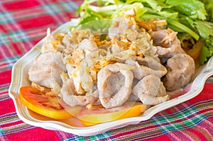 Softboiled fish balls in Thai-style