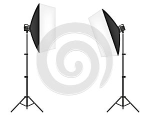 Softbox with flash on tripod for a photo studio vector illustration