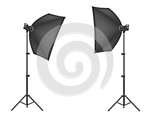 Softbox with flash on tripod for a photo studio vector illustration