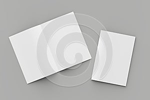Softcover magazine or brochure mock up isolated on soft gray background. 3d illustration