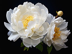 Softened Elegance: A Stunning Peony Display of White Flowers wit