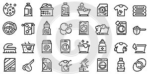 Softener icons set, outline style