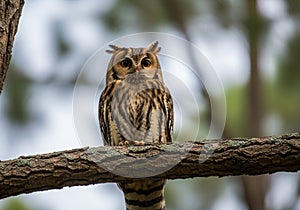 Is softly blurred, suggesting a dense forest environment, emphasizing the