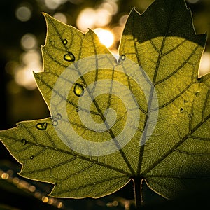 Is softly blurred with warm tones emphasizing the leaf s texture