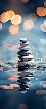 Softly Lit Zen Stones Water Background - AI Generated