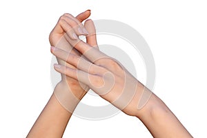 Softly touching female hands