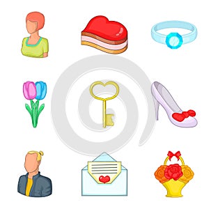 Softness icons set, cartoon style