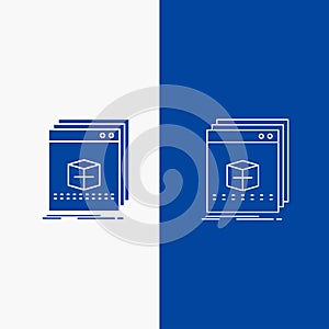 software, App, application, file, program Line and Glyph web Button in Blue color Vertical Banner for UI and UX, website or mobile