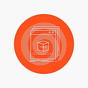 software, App, application, file, program White Line Icon in Circle background. vector icon illustration