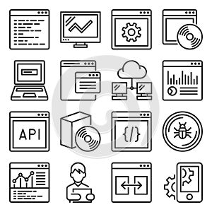 Software and Application Programming Icons Set. Line Style Vector