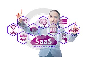 Software as a service - SaaS concept with businesswoman