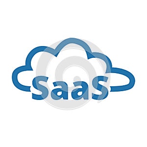 Software as a service. SaaS technology icon, logo. Packaged software, decentralized application, cloud computing. Gear