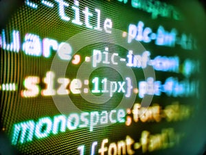 Software background technology. Developer working on program codes in office. Technology background. Programming code abstract