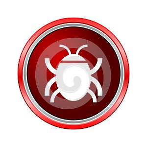 Software bug or program bug icon, Internet button on white background