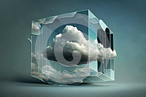 Software cloud technology, data center concept. Modern cloud technologies with clouds and technology, Conceptual illustration.