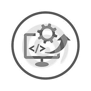 Software, code, coding, html icon. Gray vector graphics