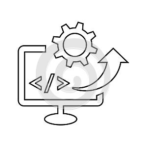 Software, code, coding, html outline icon. Line art vector