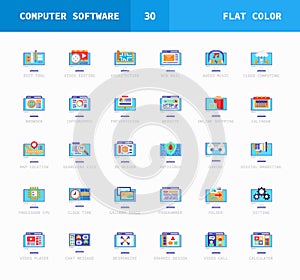 Software Computer flat color icons.