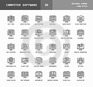 Software Computer line icons.