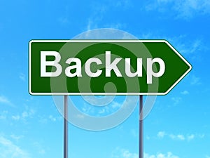 Software concept: Backup on road sign background