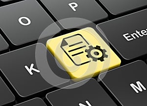 Software concept: Gear on computer keyboard background