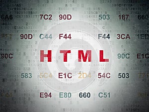 Software concept: Html on Digital Data Paper background