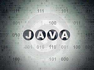 Software concept: Java on Digital Data Paper background