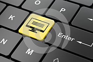 Software concept: Monitor on computer keyboard background