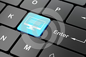 Software concept: Monitor on computer keyboard background