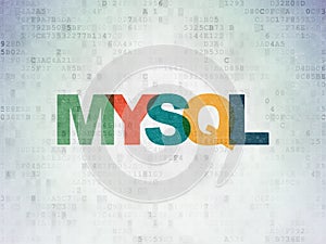 Software concept: MySQL on Digital Data Paper background