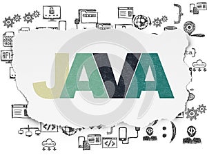 Software concept: Java on Torn Paper background