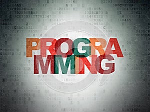 Software concept: Programming on Digital Data Paper background