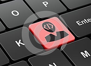 Software concept: Programmer on computer keyboard background