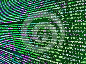 Software concept. Programming code abstract technology. Screenshot with rando. Screenshot with random parts of program code