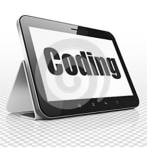 Software concept: Tablet Computer with Coding on display