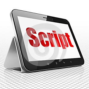 Software concept: Tablet Computer with Script on display