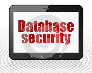 Software concept: Tablet Pc Computer with Database Security on display