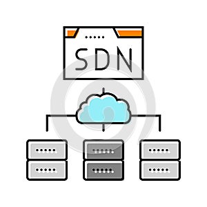 software defined network data center color icon vector illustration