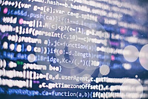 Software develop company office. Database bits access stream visualisation. Programming code abstract
