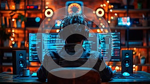 software developer coding, collaborating, and testing applications in a modern development environment